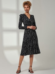 Jolie Moi Black Rafella Long Sleeve Midi Dress - Image 4 of 6