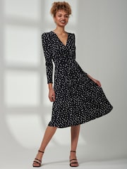 Jolie Moi Black Rafella Long Sleeve Midi Dress - Image 5 of 6