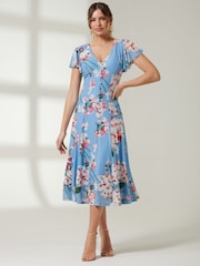Jolie Moi Rella Midikleid aus Netzstoff mit Flügelärmeln - Bild 1 von 6