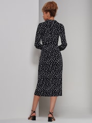 Jolie Moi Black Becca Long Sleeve Jersey Shirt Dress - Image 2 of 6