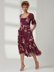 Jolie Moi Purple Tiered Hem Midi Mesh Dress - Image 6 of 6