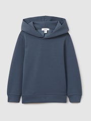 Reiss Dark Diesel Blue Fabien 9-14 yrs Interlock Jersey Hoodie - Image 1 of 3