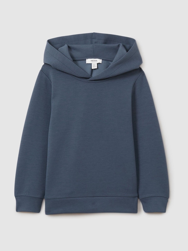 Reiss Dark Diesel Blue Fabien 9-14 yrs Interlock Jersey Hoodie - Image 1 of 3