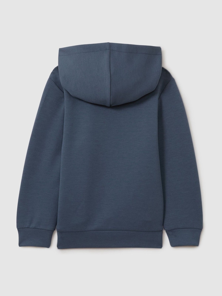 Reiss Dark Diesel Blue Fabien 9-14 yrs Interlock Jersey Hoodie - Image 2 of 3