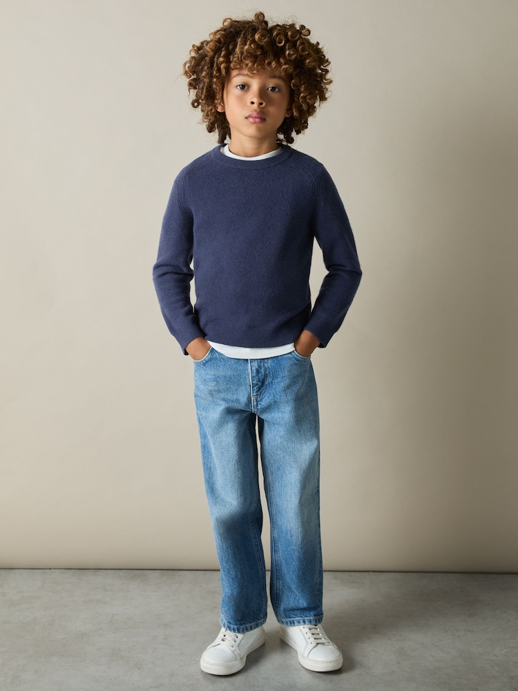 Reiss Dark Airforce Blue Cloud 3-9 yrs Wool Blend Crew Neck Jumper - Image 1 of 4
