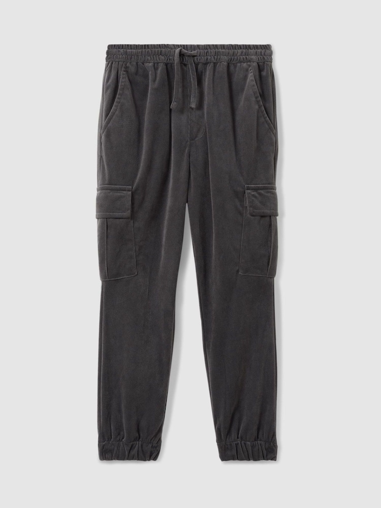 Reiss Steel Grey Aymos 9-13 yrs Corduroy Drawstring Trousers - Image 2 of 4