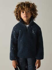 Reiss Navy Dalton Logo Embroidered Fleece Sweatshirt - Image 1 of 1