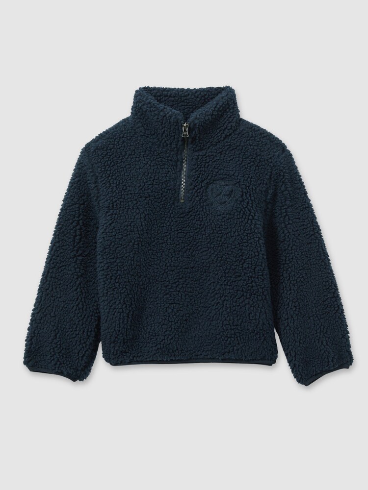 Reiss Navy Dalton Logo Embroidered Fleece Sweatshirt - Image 2 of 4
