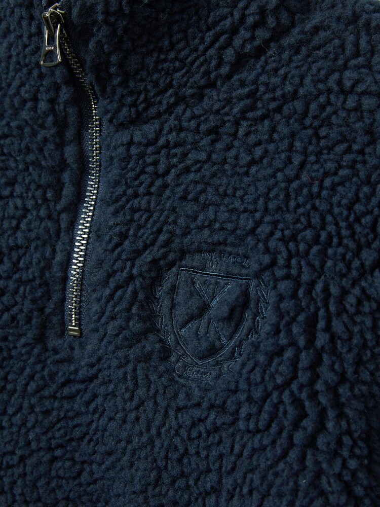 Reiss Navy Dalton Logo Embroidered Fleece Sweatshirt - Image 4 of 4