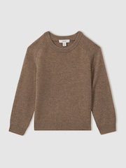 Reiss Brown Melange Cloud 9-13 yrs Wool Blend Crew Neck Jumper - Image 2 of 4