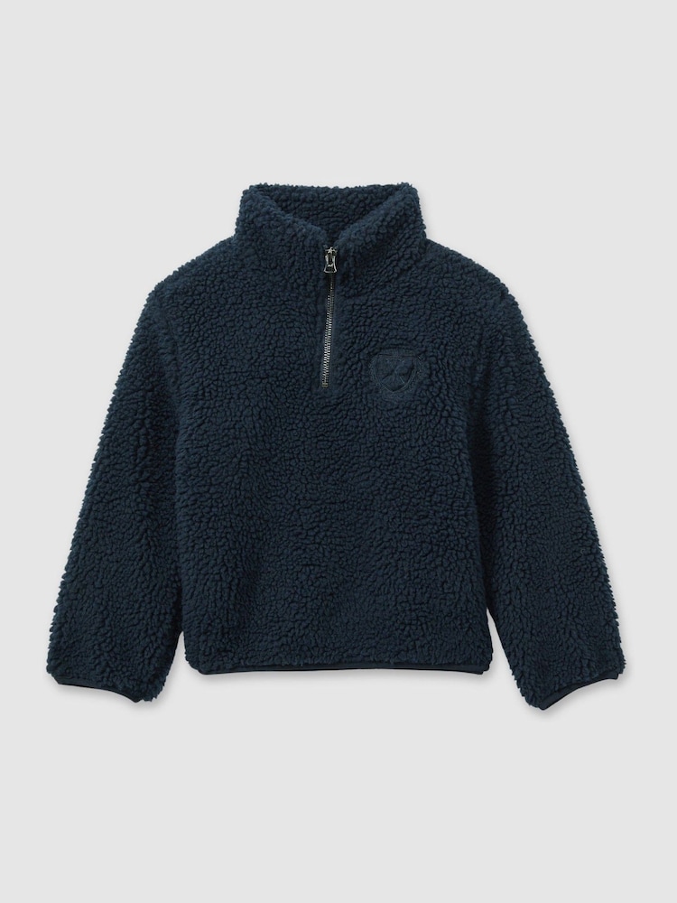 Reiss Navy Dalton Logo Embroidered Fleece Sweatshirt - Image 2 of 4