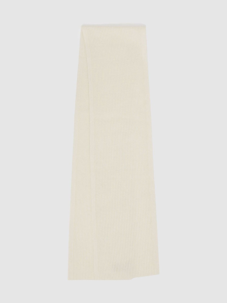 Off White - Reiss Chesterfield Ribbed Merino Scarf - Imagen 1 de 4