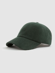 Reiss Dark Green Benton Corduroy Baseball Cap - Image 1 of 4
