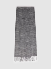 Reiss Black/White Sanders Wool and Cashmere Prince of Wales Check Scarf - Image 1 of 4