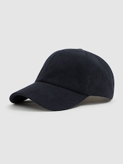 Reiss Dark Navy Benton Corduroy Baseball Cap - Image 1 of 4