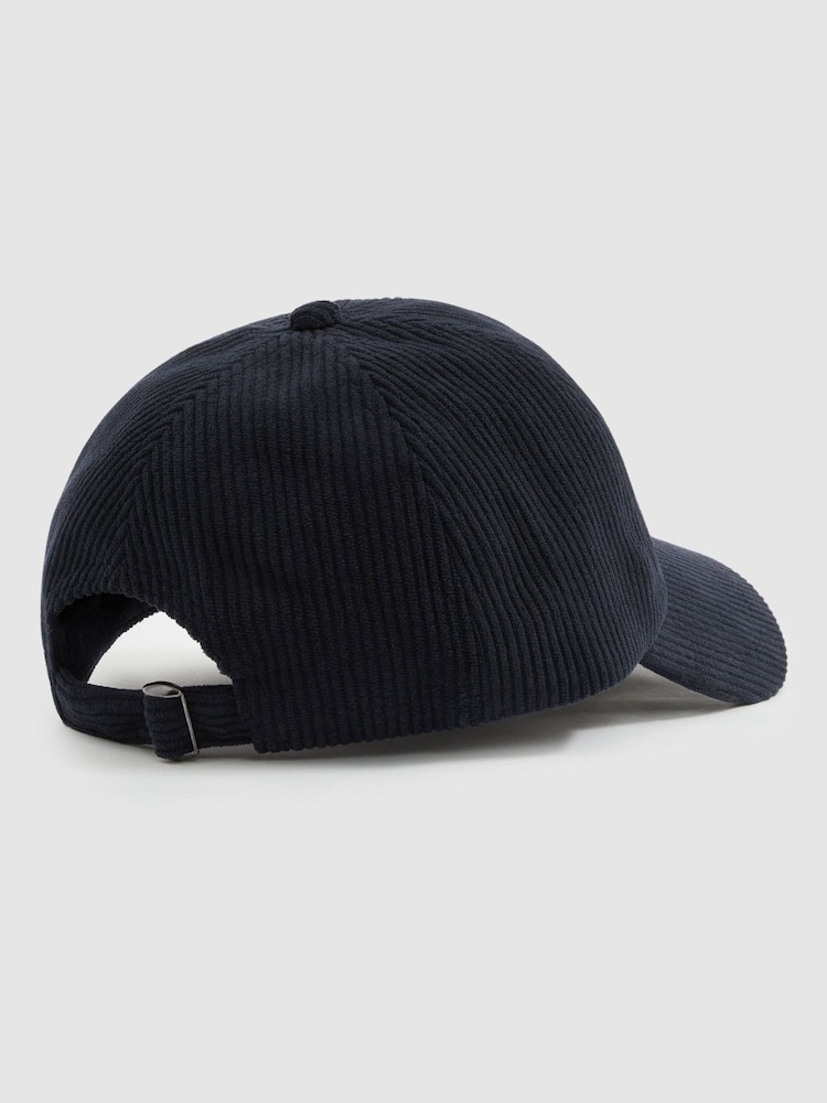 Reiss Dark Navy Benton Corduroy Baseball Cap - Image 3 of 4