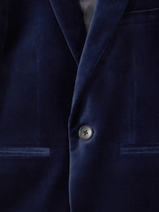 Reiss Baltic Blue Apsara 3-9 yrs Velvet Single Breasted Blazer - Image 4 of 4