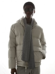 Gris melange medio - Bufanda acanalada de merino Chesterfield de Reiss - Imagen 2 de 4