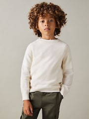 Reiss Off White Cloud 9-13 yrs Wool Blend Crew Neck Jumper - Image 1 of 4