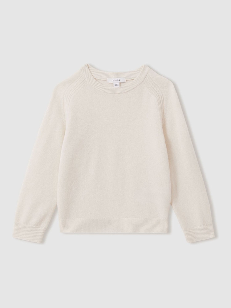 Reiss Off White Cloud 9-13 yrs Wool Blend Crew Neck Jumper - Image 2 of 4
