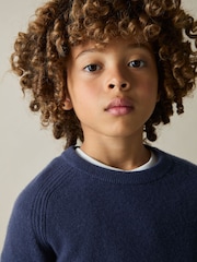 Reiss Dark Airforce Blue Cloud 9-13 yrs Wool Blend Crew Neck Jumper - Image 1 of 4