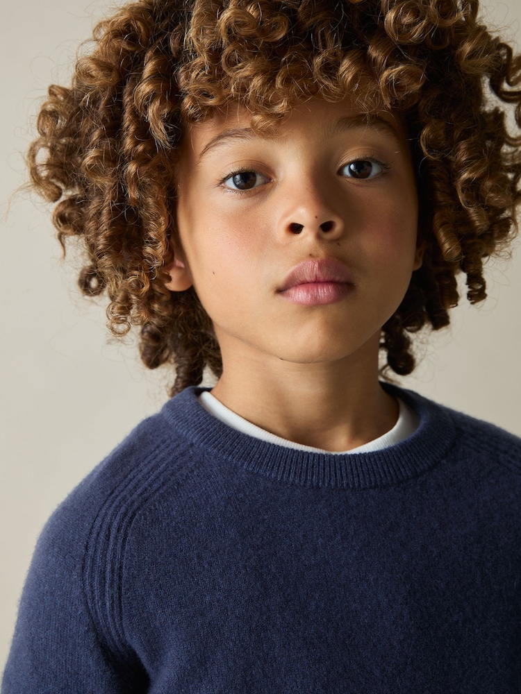 Reiss Dark Airforce Blue Cloud 9-13 yrs Wool Blend Crew Neck Jumper - Image 1 of 4