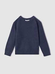 Reiss Dark Airforce Blue Cloud 9-13 yrs Wool Blend Crew Neck Jumper - Image 2 of 4