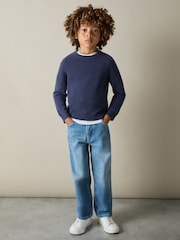 Reiss Dark Airforce Blue Cloud 9-13 yrs Wool Blend Crew Neck Jumper - Image 3 of 4