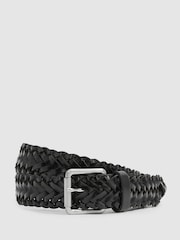 Reiss Black Carlton Woven Leather Belt - Image 1 of 4