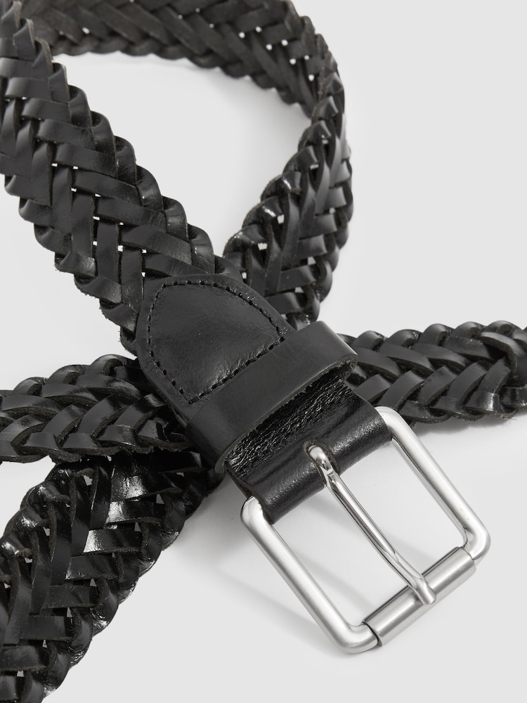 Reiss Black Carlton Woven Leather Belt - Image 4 of 4