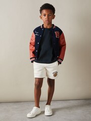 Reiss Washed Navy Selby 3-9 yrs Oversized Cotton Crew Neck T-Shirt - Image 1 of 4