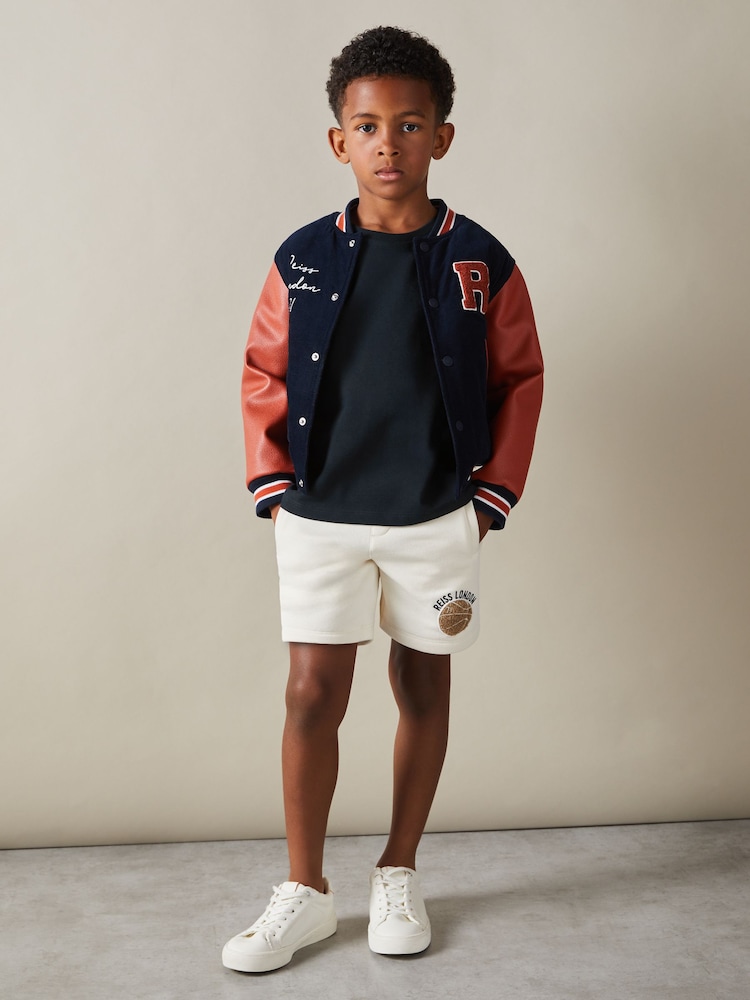 Reiss Washed Navy Selby 3-9 yrs Oversized Cotton Crew Neck T-Shirt - Image 1 of 4