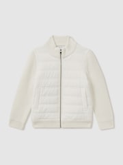 Reiss Off White Southend Hybrid Quilt and Knit Zip-Through Jacket - Image 2 of 4