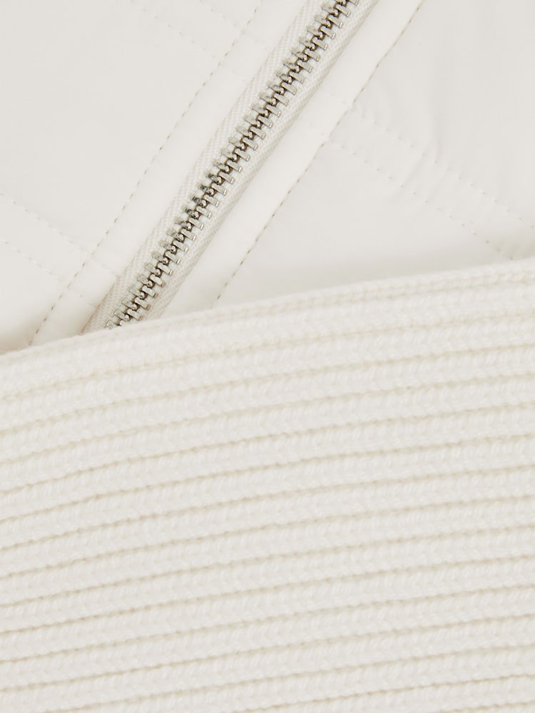 Reiss Off White Southend Hybrid Quilt and Knit Zip-Through Jacket - Image 4 of 4