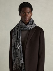 Reiss Vincent Wool and Cashmere Jacquard Scarf - Imagen 2 de 5
