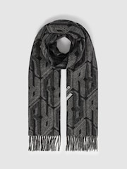 Reiss Vincent Wool and Cashmere Jacquard Scarf - Imagen 3 de 5
