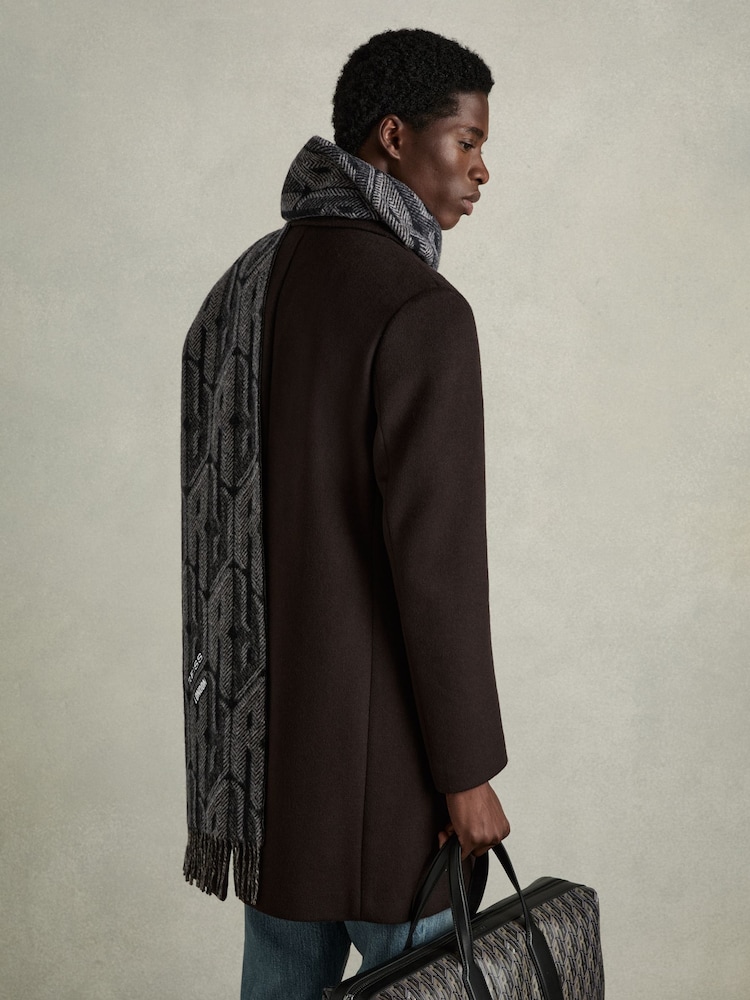 Reiss Vincent Wool and Cashmere Jacquard Scarf - Imagen 5 de 5