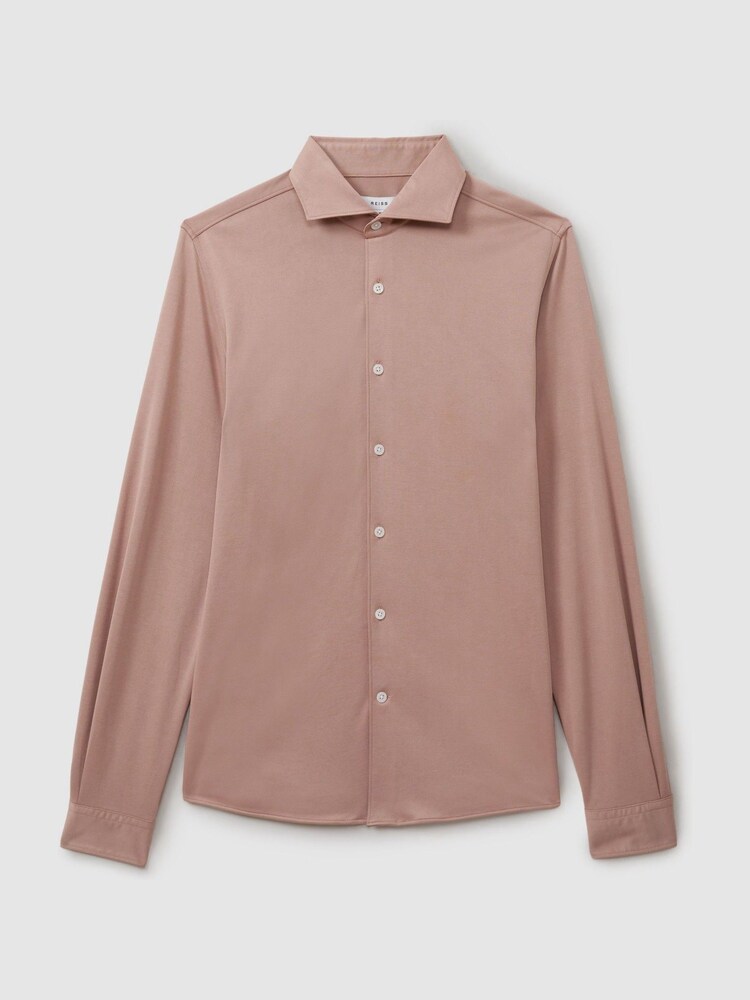 Reiss Dusty Pink Bobby Modal Blend Cutaway Collar Shirt - Image 2 of 6