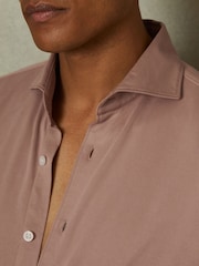 Reiss Dusty Pink Bobby Modal Blend Cutaway Collar Shirt - Image 4 of 6