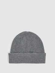 Reiss Chesterfield Merino Wool Ribbed Scarf And Beanie Set - Imagen 4 de 7