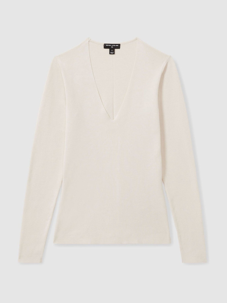 Reiss Off White Maeve Atelier Knitted Silk-Blend Top - Image 2 of 6