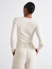 Reiss Off White Maeve Atelier Knitted Silk-Blend Top - Image 4 of 6