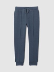 Dark Diesel Blue - Pantalones de chándal con cordón ajustable de punto entrelazado Premier de Reiss - Imagen 1 de 3