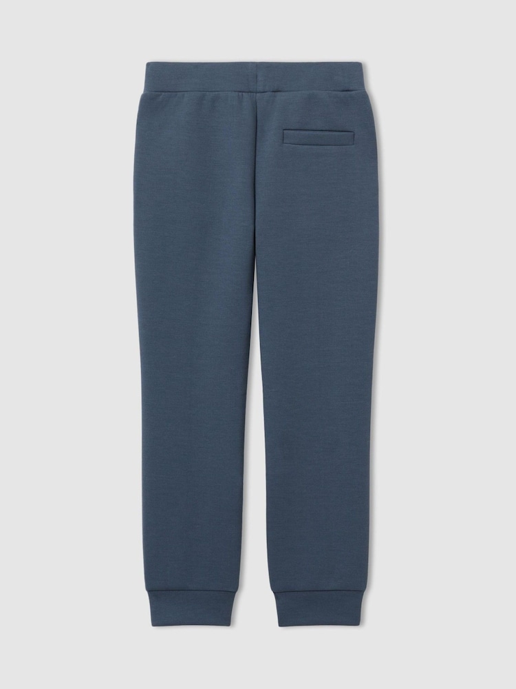 Dark Diesel Blue - Pantalones de chándal con cordón ajustable de punto entrelazado Premier de Reiss - Imagen 2 de 3