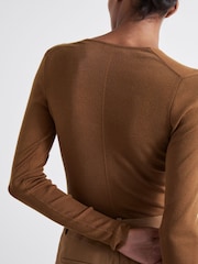 Reiss Chocolate Maeve Atelier Knitted Silk-Blend Top - Image 3 of 5