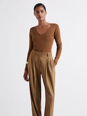 Reiss Chocolate Maeve Atelier Knitted Silk-Blend Top - Image 4 of 5
