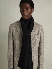 Negro - Reiss Chesterfield Ribbed Merino Scarf - Imagen 2 de 4
