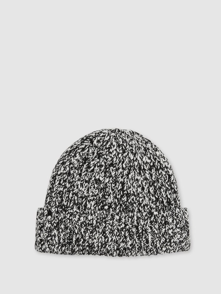 Reiss Vanetta Cotton Wool Ribbed Mouliné Beanie - Imagen 1 de 4