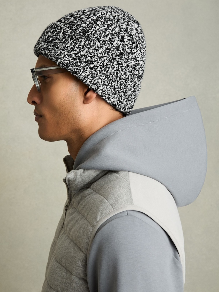 Reiss Vanetta Cotton Wool Ribbed Mouliné Beanie - Imagen 2 de 4