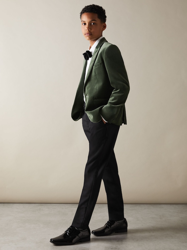 Reiss Sage Green Apsara 3-9 yrs Velvet Single Breasted Blazer - Image 1 of 3